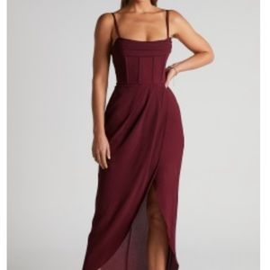NWT - Wine wrap corset cocktail dress
